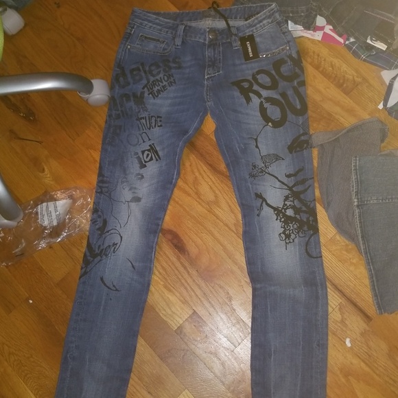 Jean Skinny Délavé Rerock For Express - Taille 32 (US) - Point Rose - Neuf Avec étiquettes